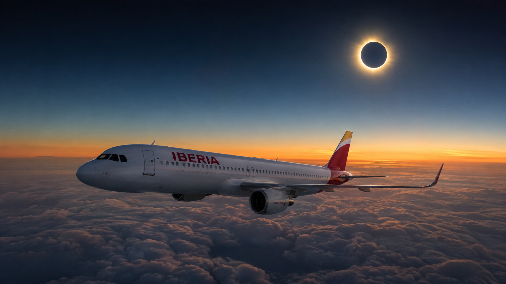 Avión Iberia para ver el eclipse total de Sol del 12 de agosto